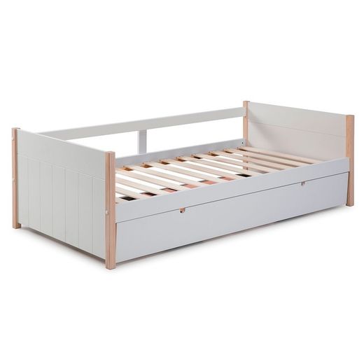 Cama nido, 200 x 98,5 x 62 cm, de madera en blanco  | Colección Kiara