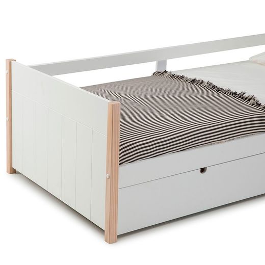Cama nido, 200 x 98,5 x 62 cm, de madera en blanco  | Colección Kiara