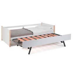 Cama nido, 200 x 98,5 x 62 cm, de madera en blanco  | Colección Kiara