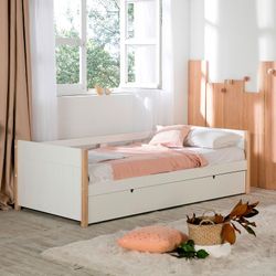 Cama nido, 200 x 98,5 x 62 cm, de madera en blanco  | Colección Kiara