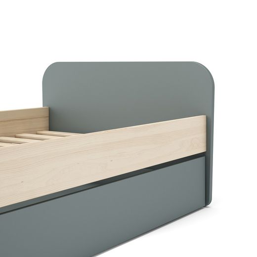Cama nido, 205,4 x 102 x 65 cm, de madera de pino en verde y natural  | Colección Esteban