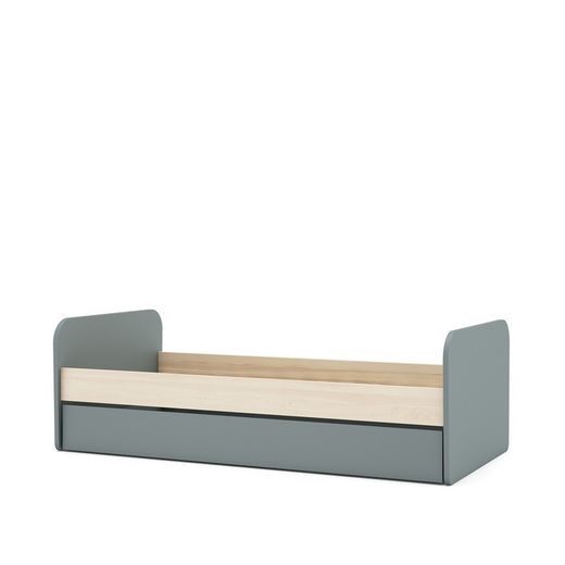 Cama nido, 205,4 x 102 x 65 cm, de madera de pino en verde y natural  | Colección Esteban