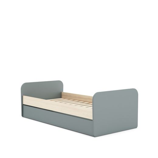 Cama nido, 205,4 x 102 x 65 cm, de madera de pino en verde y natural  | Colección Esteban