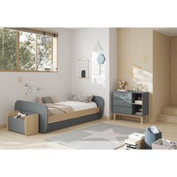 Cama nido, 205,4 x 102 x 65 cm, de madera de pino en verde y natural  | Colección Esteban