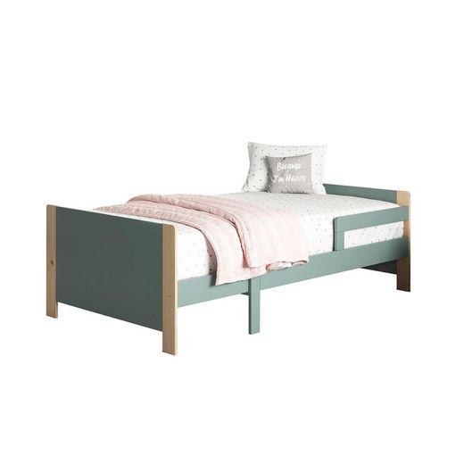 Cama para colchón de 90 cm, 144,2/194, 2 x 98,2 x 60 cm, de madera de pino en blanco y natural  | Colección Willi