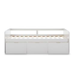 Cama para colchón de 90 cm, 195,2 x 105 x 70 cm, de madera en blanco  | Colección Abbot