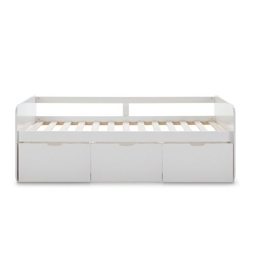 Cama para colchón de 90 cm, 195,2 x 105 x 70 cm, de madera en blanco  | Colección Abbot
