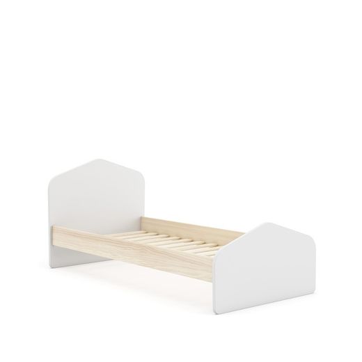 Cama para colchón de 90 cm, 195,4 x 100 x 90 cm, de madera de pino en blanco y natural  | Colección Estefania