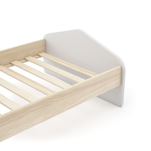 Cama para colchón de 90 cm, 195,4 x 100 x 90 cm, de madera de pino en blanco y natural  | Colección Estefania