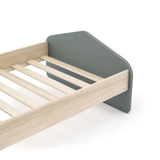 Cama para colchón de 90 cm, 195,4 x 100 x 90 cm, de madera de pino en verde y natural  | Colección Estefania