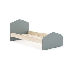 Cama para colchón de 90 cm, 195,4 x 100 x 90 cm, de madera de pino en verde y natural  | Colección Estefania