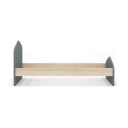 Cama para colchón de 90 cm, 195,4 x 100 x 90 cm, de madera de pino en verde y natural  | Colección Estefania