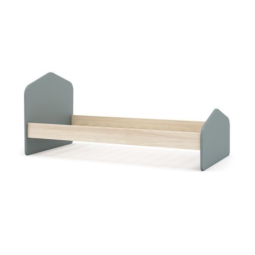 Cama para colchón de 90 cm, 195,4 x 100 x 90 cm, de madera de pino en verde y natural  | Colección Estefania