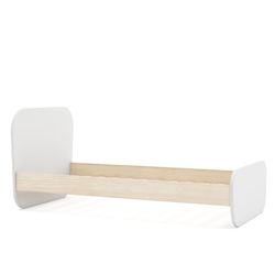 Cama para colchón de 90 cm, 195,4 x 106,5 x 90 cm, de madera de pino en blanco y natural  | Colección Esteban