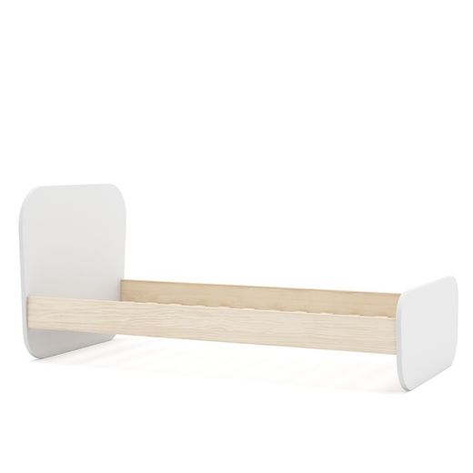 Cama para colchón de 90 cm, 195,4 x 106,5 x 90 cm, de madera de pino en blanco y natural  | Colección Esteban