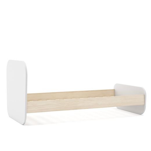 Cama para colchón de 90 cm, 195,4 x 106,5 x 90 cm, de madera de pino en blanco y natural  | Colección Esteban