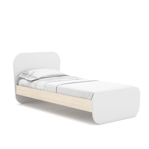 Cama para colchón de 90 cm, 195,4 x 106,5 x 90 cm, de madera de pino en blanco y natural  | Colección Esteban