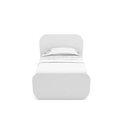 Cama para colchón de 90 cm, 195,4 x 106,5 x 90 cm, de madera de pino en blanco y natural  | Colección Esteban