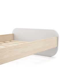 Cama para colchón de 90 cm, 195,4 x 106,5 x 90 cm, de madera de pino en blanco y natural  | Colección Esteban