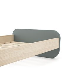 Cama para colchón de 90 cm, 195,4 x 106,5 x 90 cm, de madera de pino en verde y natural  | Colección Esteban