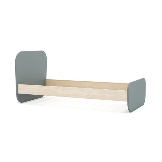 Cama para colchón de 90 cm, 195,4 x 106,5 x 90 cm, de madera de pino en verde y natural  | Colección Esteban