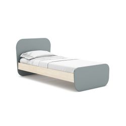 Cama para colchón de 90 cm, 195,4 x 106,5 x 90 cm, de madera de pino en verde y natural  | Colección Esteban