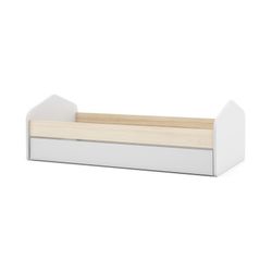 Cama para colchón de 90 cm, 205,4 x 100 x 65 cm, de madera de pino en blanco y natural  | Colección Estefania