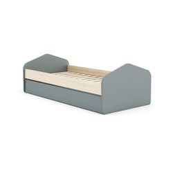 Cama para colchón de 90 cm, 205,4 x 100 x 65 cm, de madera de pino en verde y natural  | Colección Estefania