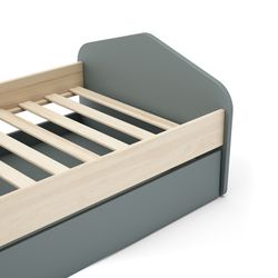 Cama para colchón de 90 cm, 205,4 x 100 x 65 cm, de madera de pino en verde y natural  | Colección Estefania