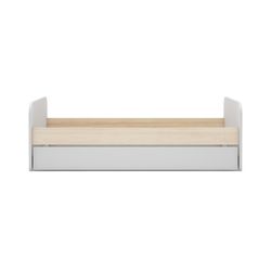 Cama para colchón de 90 cm, 205,4 x 102 x 65 cm, de madera de pino en blanco y natural  | Colección Esteban