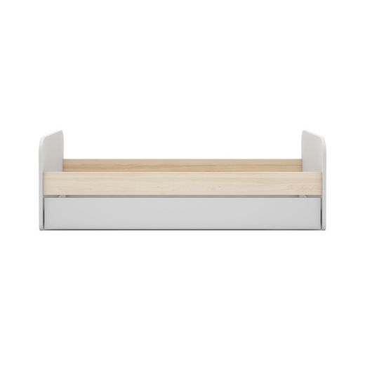 Cama para colchón de 90 cm, 205,4 x 102 x 65 cm, de madera de pino en blanco y natural  | Colección Esteban