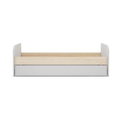 Cama para colchón de 90 cm, 205,4 x 102 x 65 cm, de madera de pino en blanco y natural  | Colección Esteban