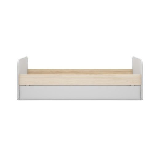 Cama para colchón de 90 cm, 205,4 x 102 x 65 cm, de madera de pino en blanco y natural  | Colección Esteban
