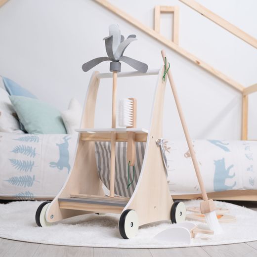 Carrito de limpieza Montessori Robincool para niños +1 año, madera ecológica
