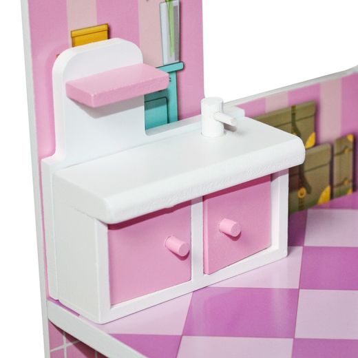 Casa delle bambole, 62 x 27 x 70 cm, in legno multicolore | Collezione Alba