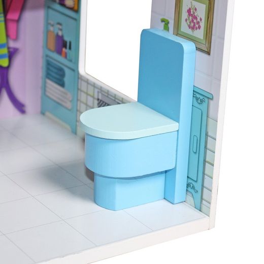 Casa delle bambole, 62 x 27 x 70 cm, in legno multicolore | Collezione Alba