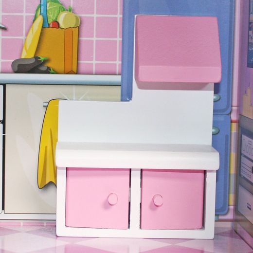 Casa delle bambole, 62 x 27 x 70 cm, in legno multicolore | Collezione Alba