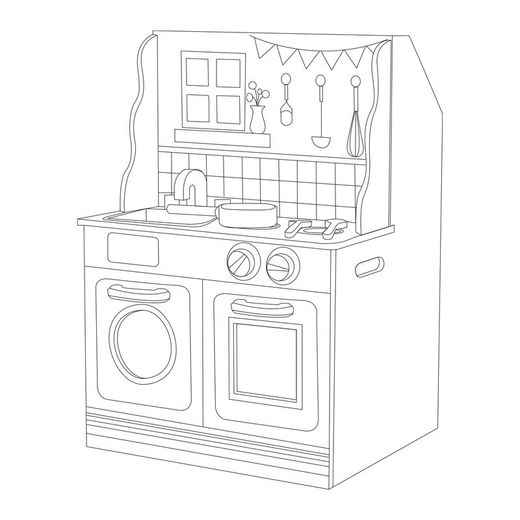 Casa delle bambole e cucina, 47,5 x 40 x 67,5 cm, in legno multicolore | Collezione Estela