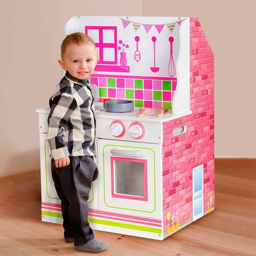 Casa delle bambole e cucina, 47,5 x 40 x 67,5 cm, in legno multicolore | Collezione Estela