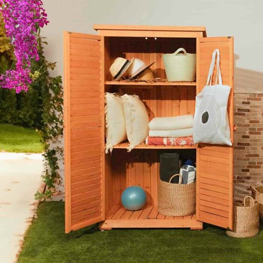 Garten-Schrank aus Holz Gardiun Emmy mit Klapptüren und Boden