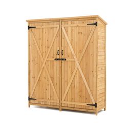 Caseta Armario Gardiun Sundy 140x52x162 cm en Madera Maciza para Exterior - Almacenamiento Resistente y Duradero al Aire Libre