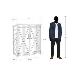Caseta Armario Gardiun Sundy 140x52x162 cm en Madera Maciza para Exterior - Almacenamiento Resistente y Duradero al Aire Libre