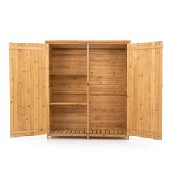 Caseta Armario Gardiun Sundy 140x52x162 cm en Madera Maciza para Exterior - Almacenamiento Resistente y Duradero al Aire Libre