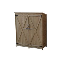 Caseta Armario Gardiun Sundy 140x52x162 cm en Madera Maciza para Exterior - Almacenamiento Resistente y Duradero al Aire Libre