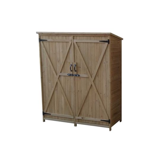 Caseta Armario Gardiun Sundy 140x52x162 cm en Madera Maciza para Exterior - Almacenamiento Resistente y Duradero al Aire Libre