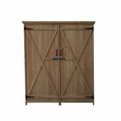 Caseta Armario Gardiun Sundy 140x52x162 cm en Madera Maciza para Exterior - Almacenamiento Resistente y Duradero al Aire Libre