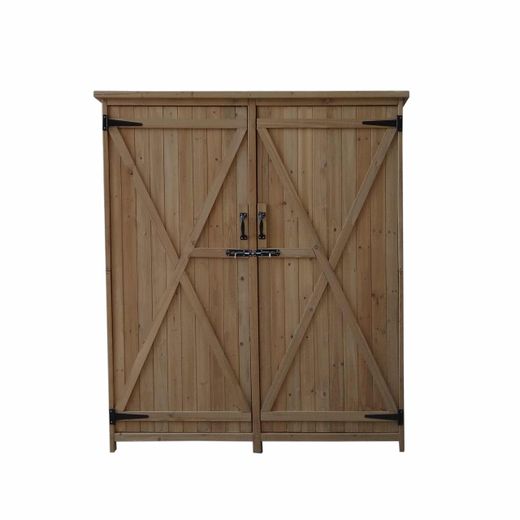 Caseta Armario Gardiun Sundy 140x52x162 cm en Madera Maciza para Exterior - Almacenamiento Resistente y Duradero al Aire Libre