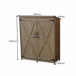 Caseta Armario Gardiun Sundy 140x52x162 cm en Madera Maciza para Exterior - Almacenamiento Resistente y Duradero al Aire Libre