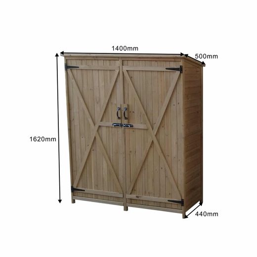 Caseta Armario Gardiun Sundy 140x52x162 cm en Madera Maciza para Exterior - Almacenamiento Resistente y Duradero al Aire Libre