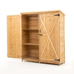 Caseta Armario Gardiun Sundy 140x52x162 cm en Madera Maciza para Exterior - Almacenamiento Resistente y Duradero al Aire Libre